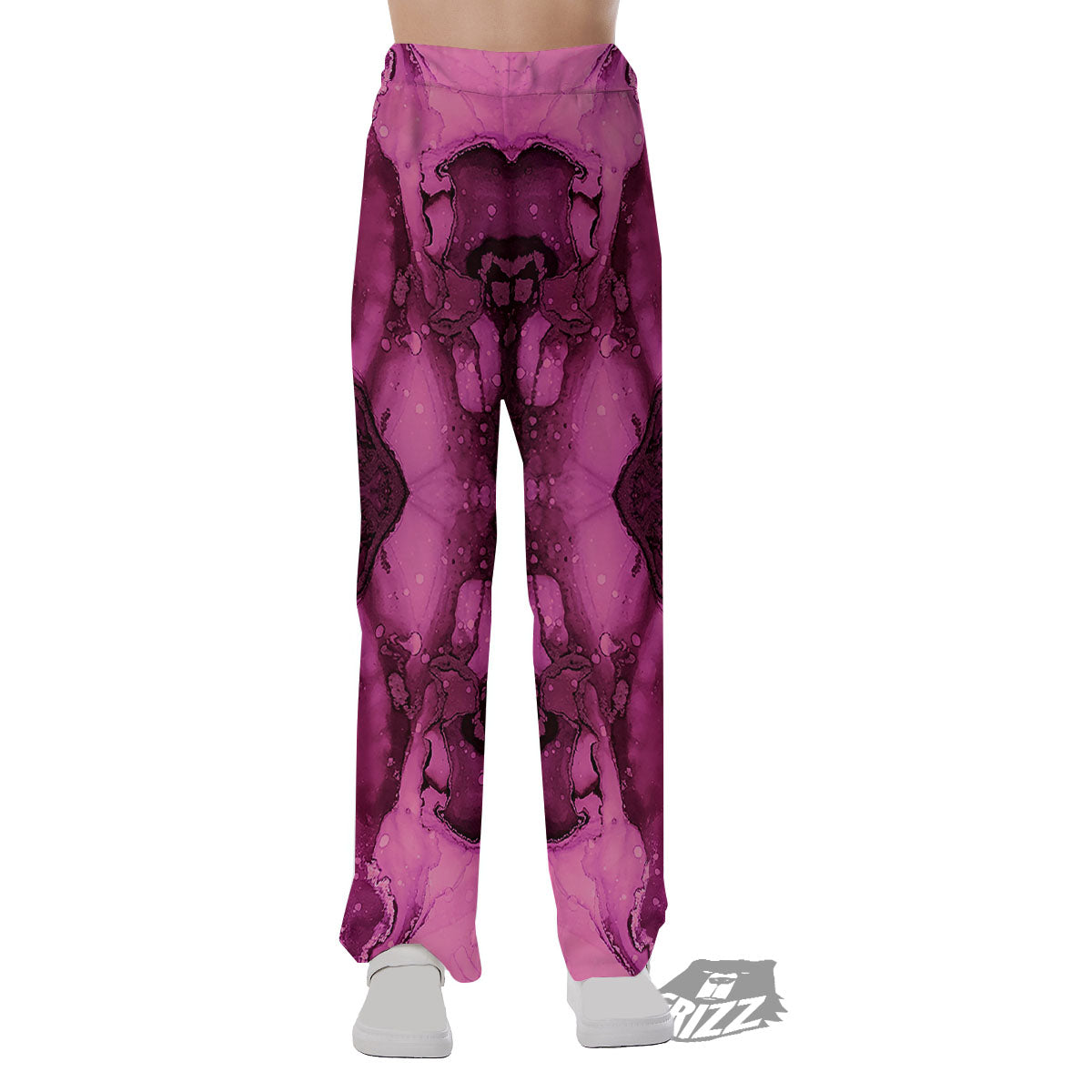 Rose Kaleidoscope Pink Print Pajama Pants-grizzshop