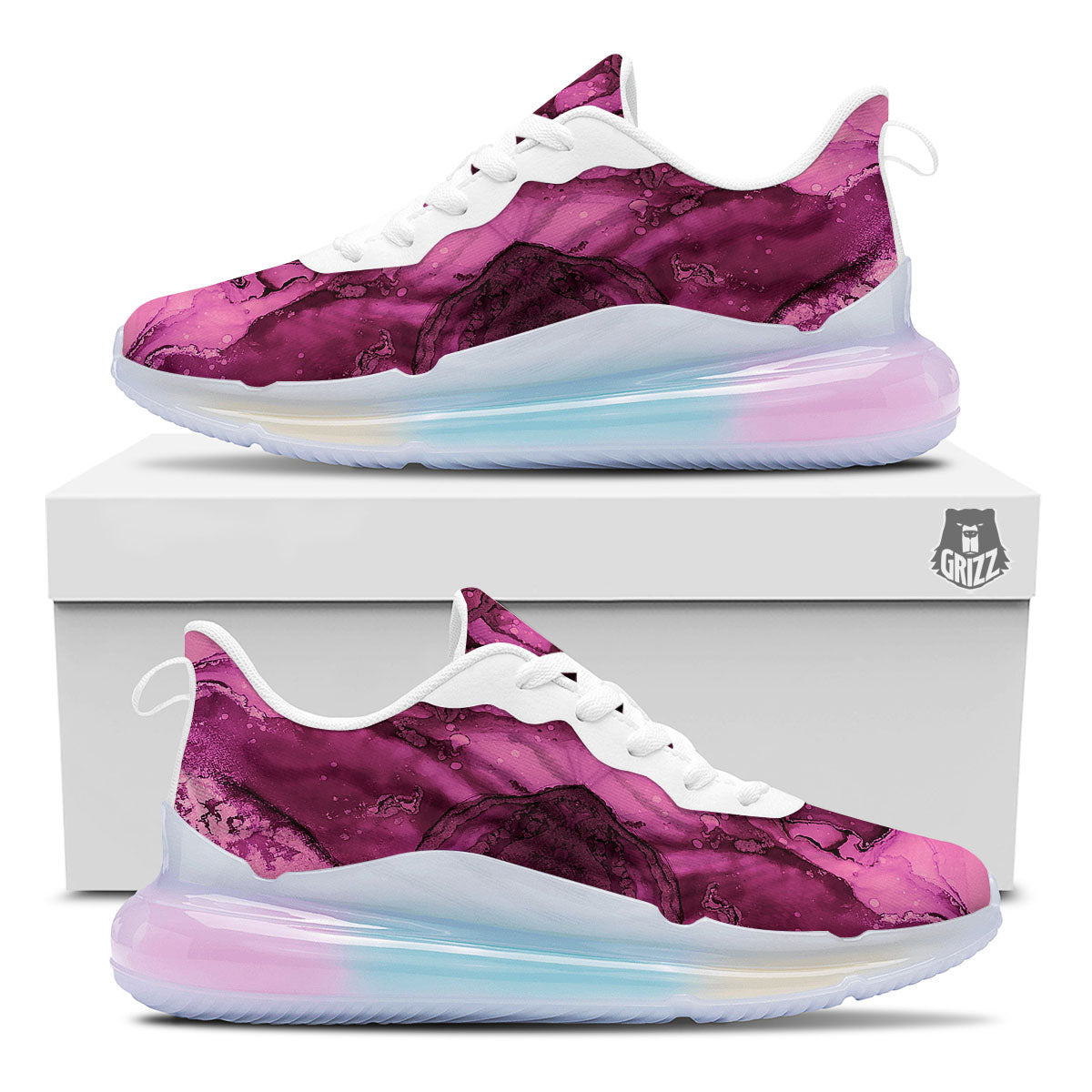 Rose Kaleidoscope Pink Print Running Sneakers-grizzshop