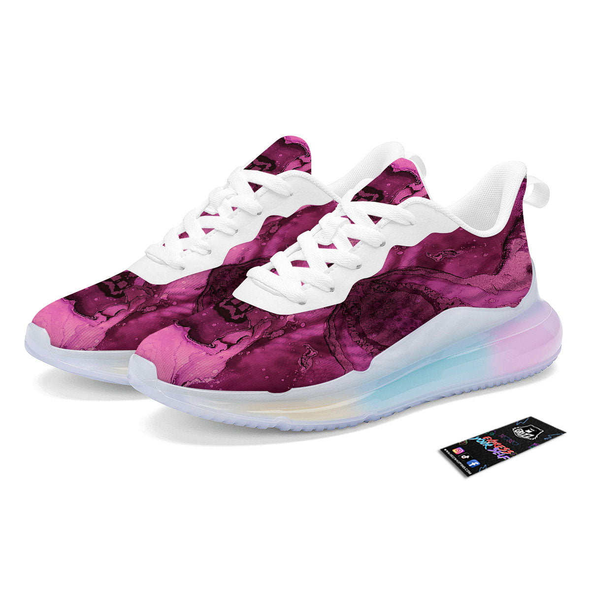 Rose Kaleidoscope Pink Print Running Sneakers-grizzshop