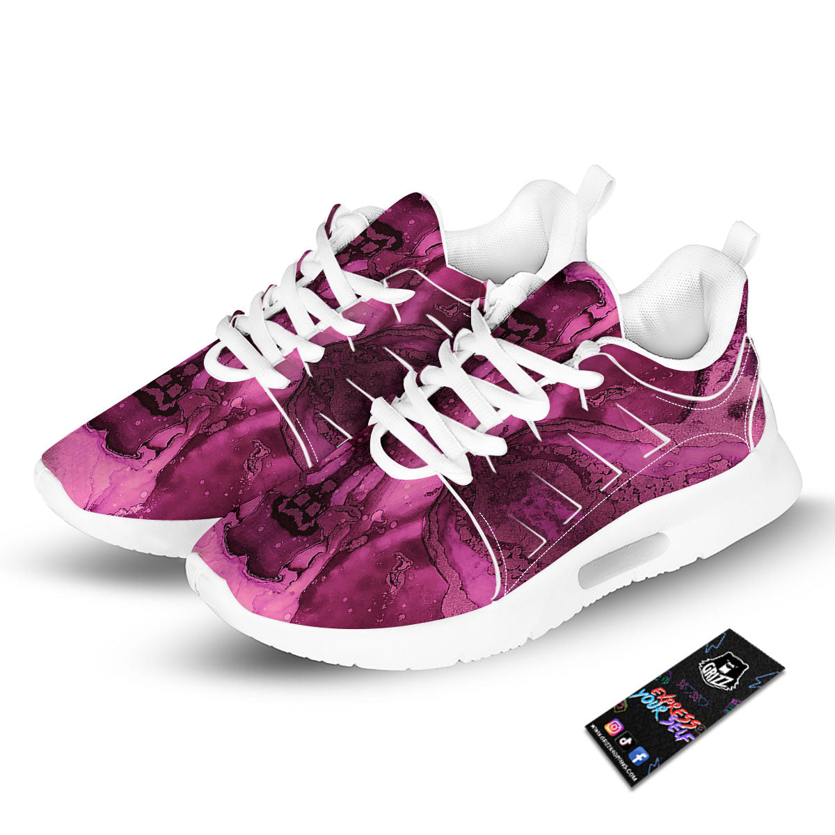 Rose Kaleidoscope Pink Print Tennis Shoes-grizzshop