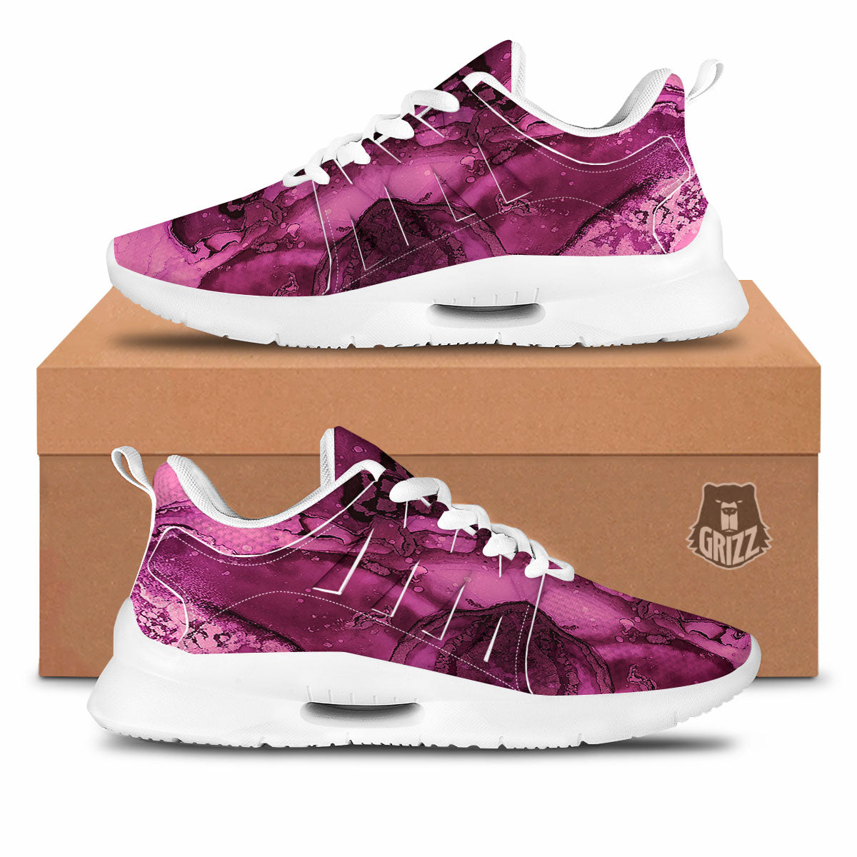 Rose Kaleidoscope Pink Print Tennis Shoes-grizzshop