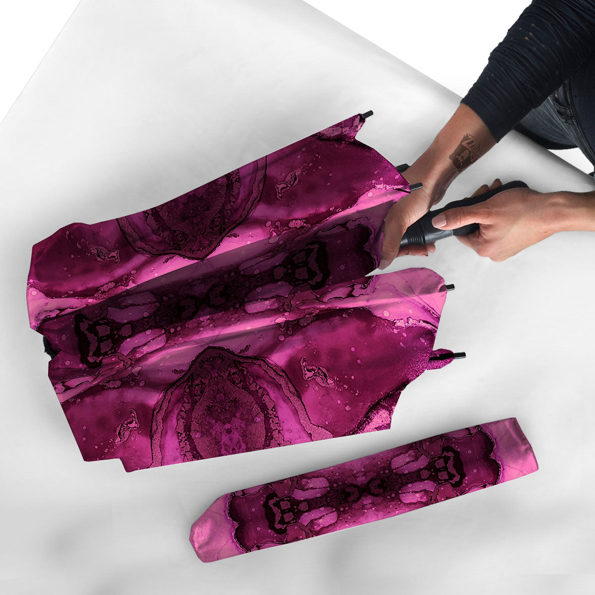 Rose Kaleidoscope Pink Print Umbrella-grizzshop