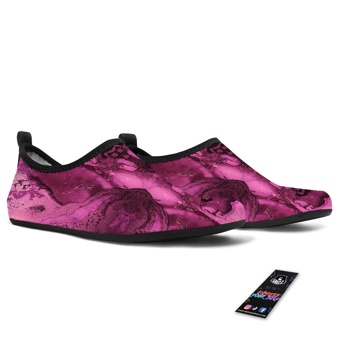 Rose Kaleidoscope Pink Print Water Shoes-grizzshop