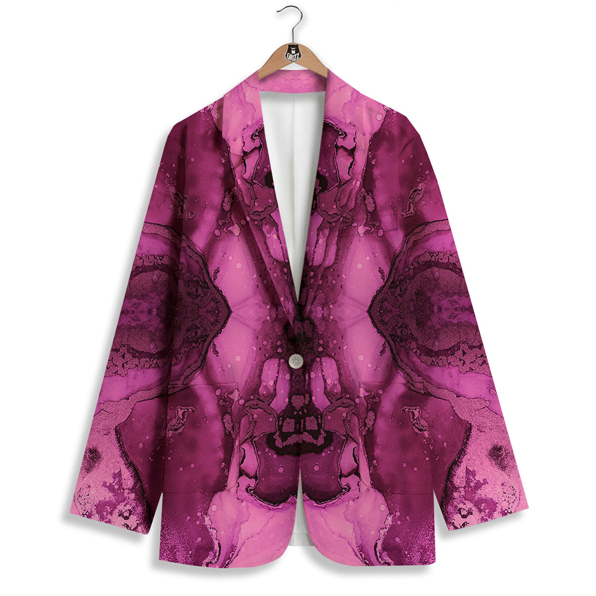 Rose Kaleidoscope Pink Print Women's Blazer-grizzshop