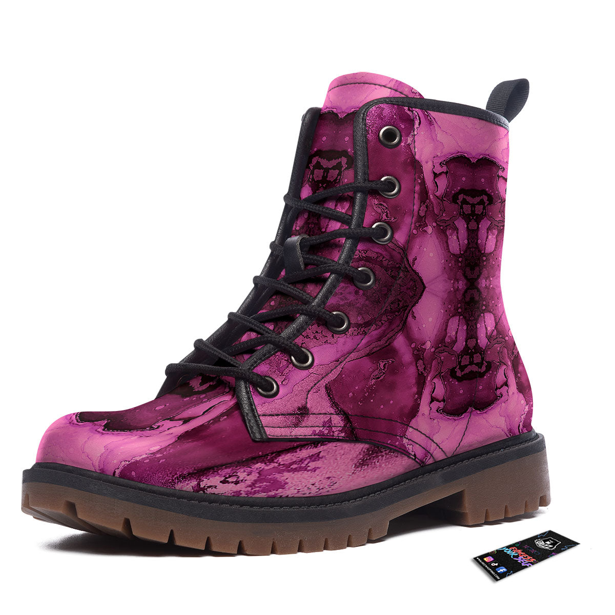 Rose Kaleidoscope Pink Print Work Boots-grizzshop