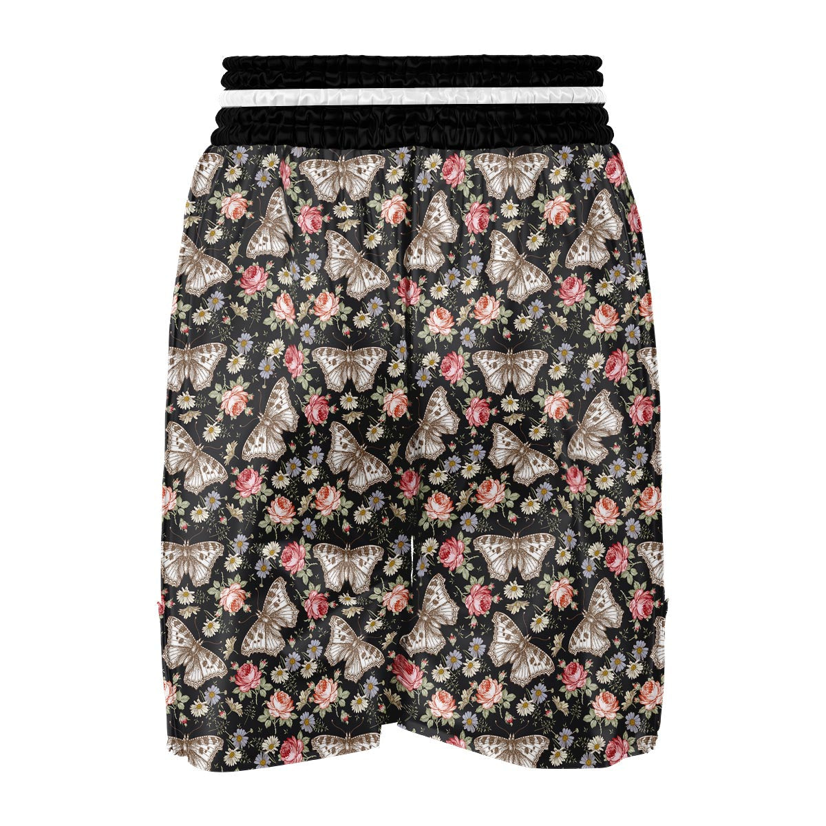Rose Monarch Butterfly Pattern Print Boxing Shorts-grizzshop