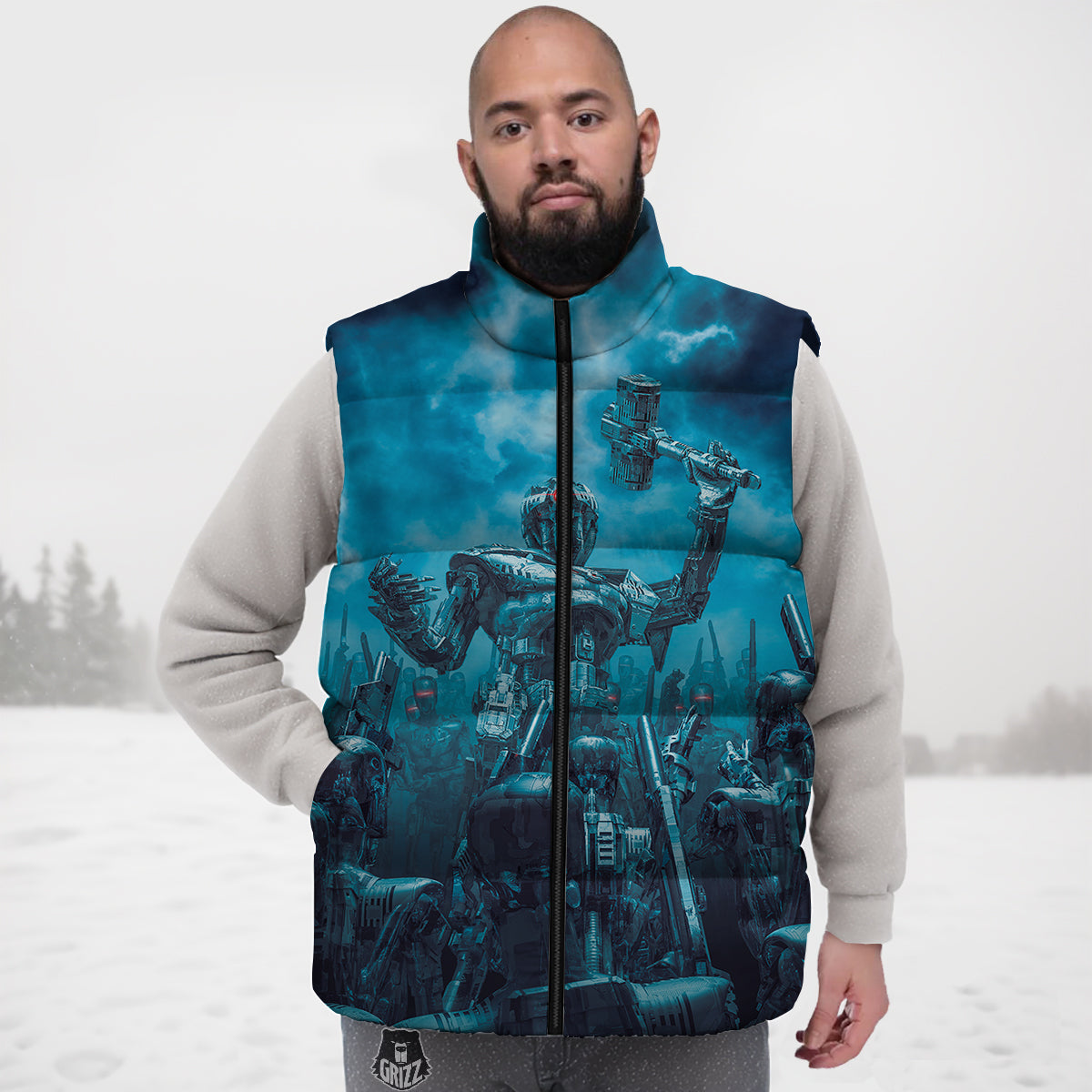 Rose Monarch Butterfly Pattern Print Down Vest