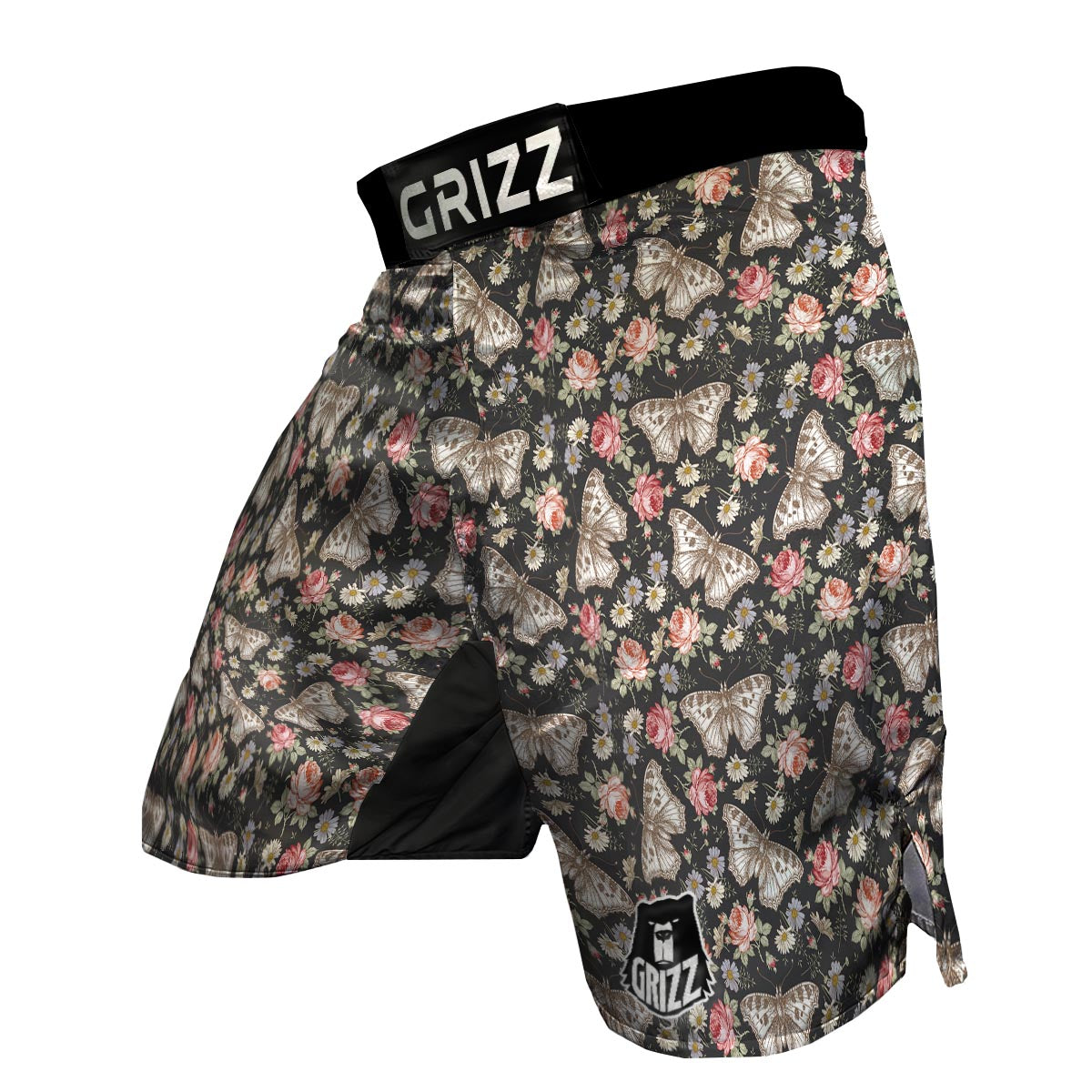 Rose Monarch Butterfly Pattern Print MMA Shorts-grizzshop