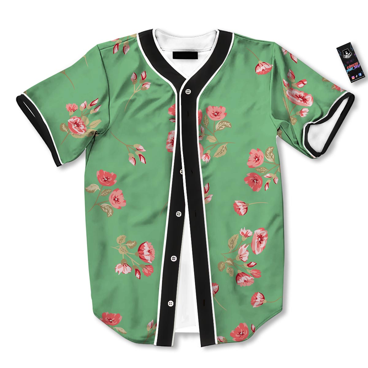 Rose Petals Print Pattern Baseball Jersey-grizzshop