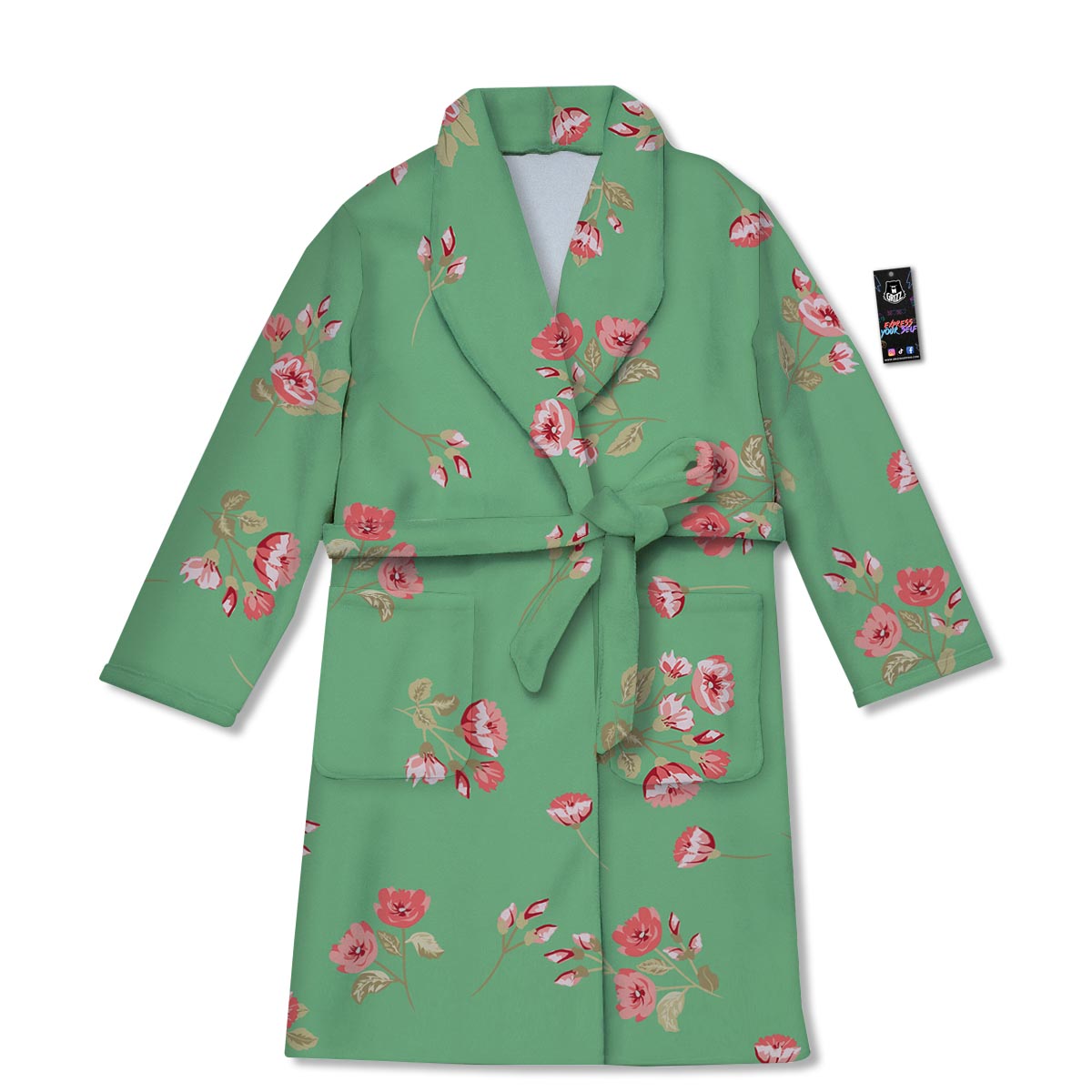 Rose Petals Print Pattern Bathrobe-grizzshop