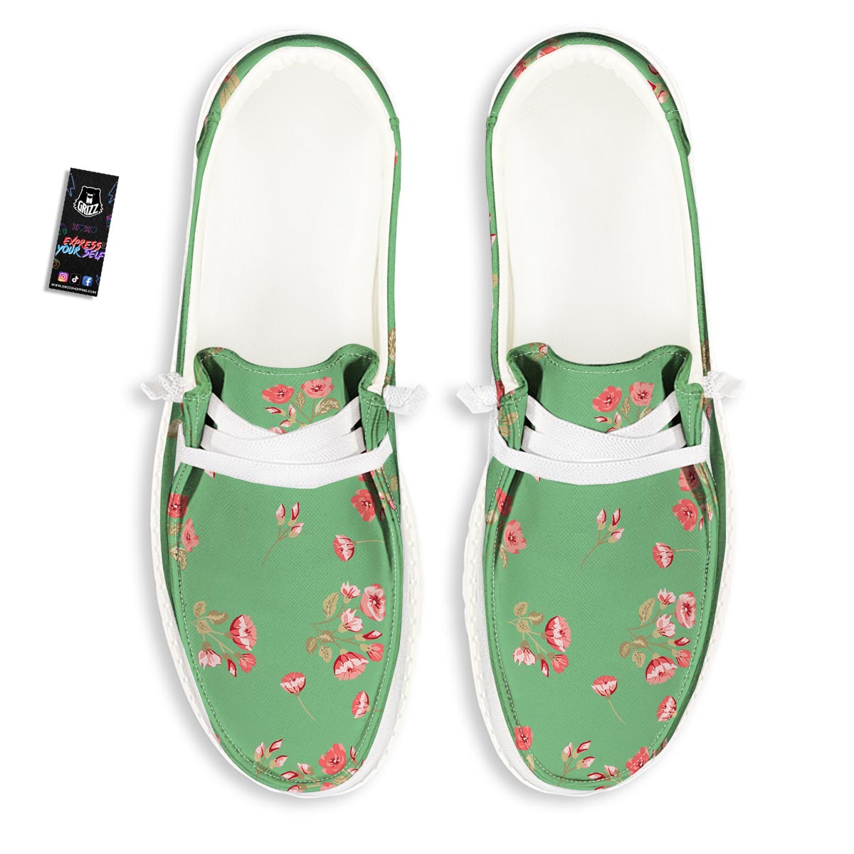 Rose Petals Print Pattern Black Loafers-grizzshop