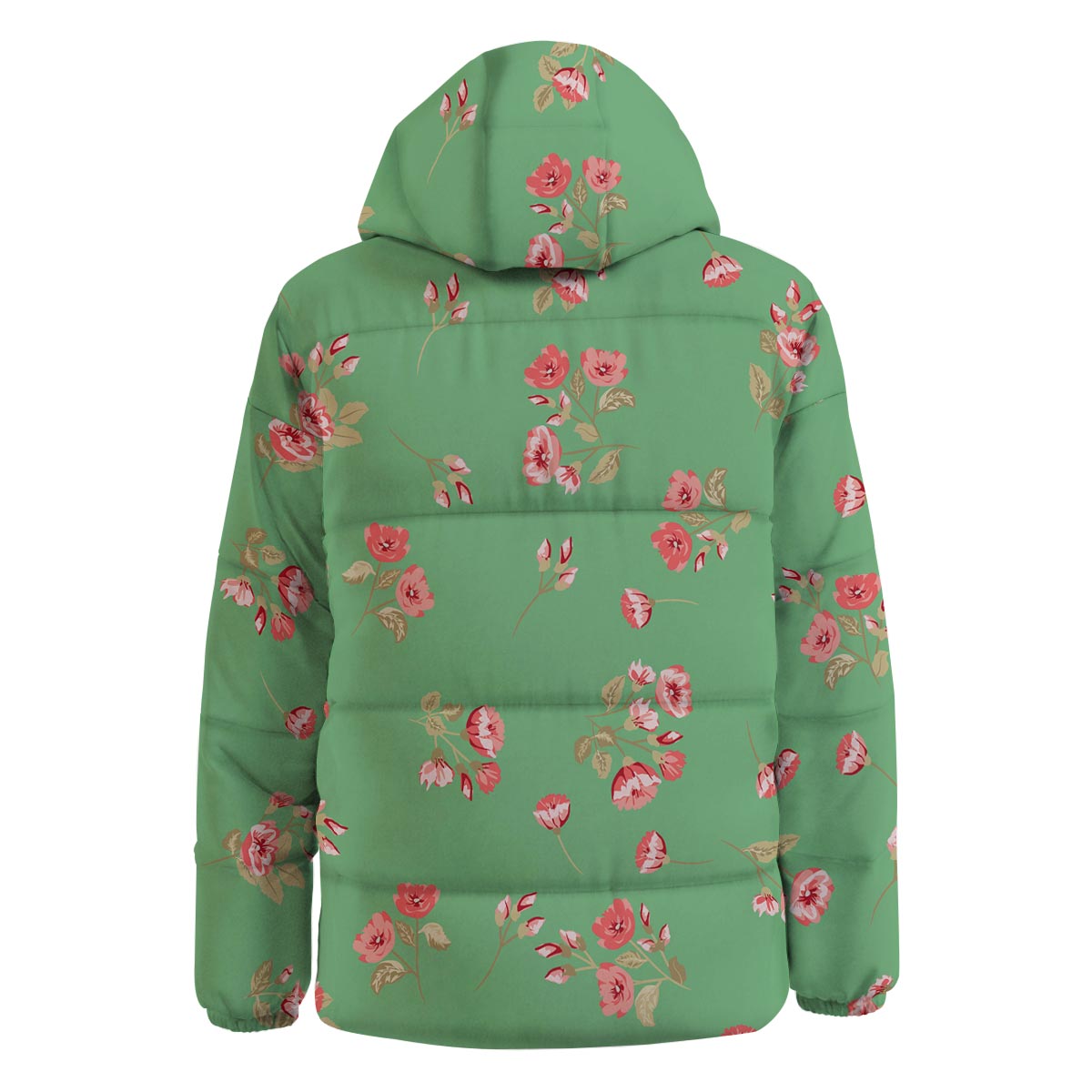 Rose Petals Print Pattern Down Jacket-grizzshop