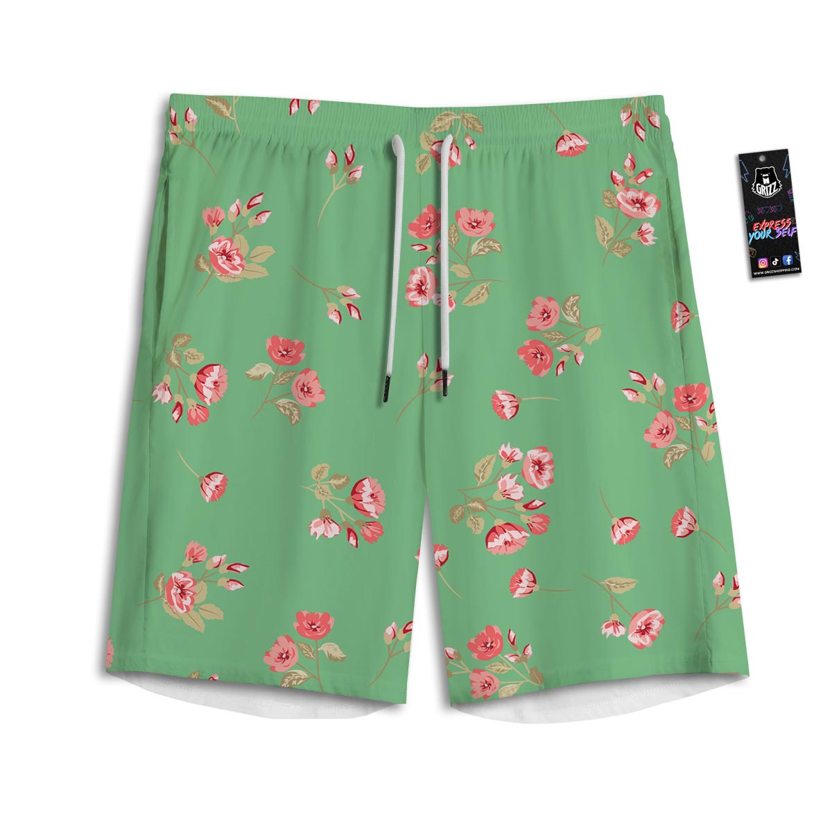 Rose Petals Print Pattern Men's Athletic Shorts