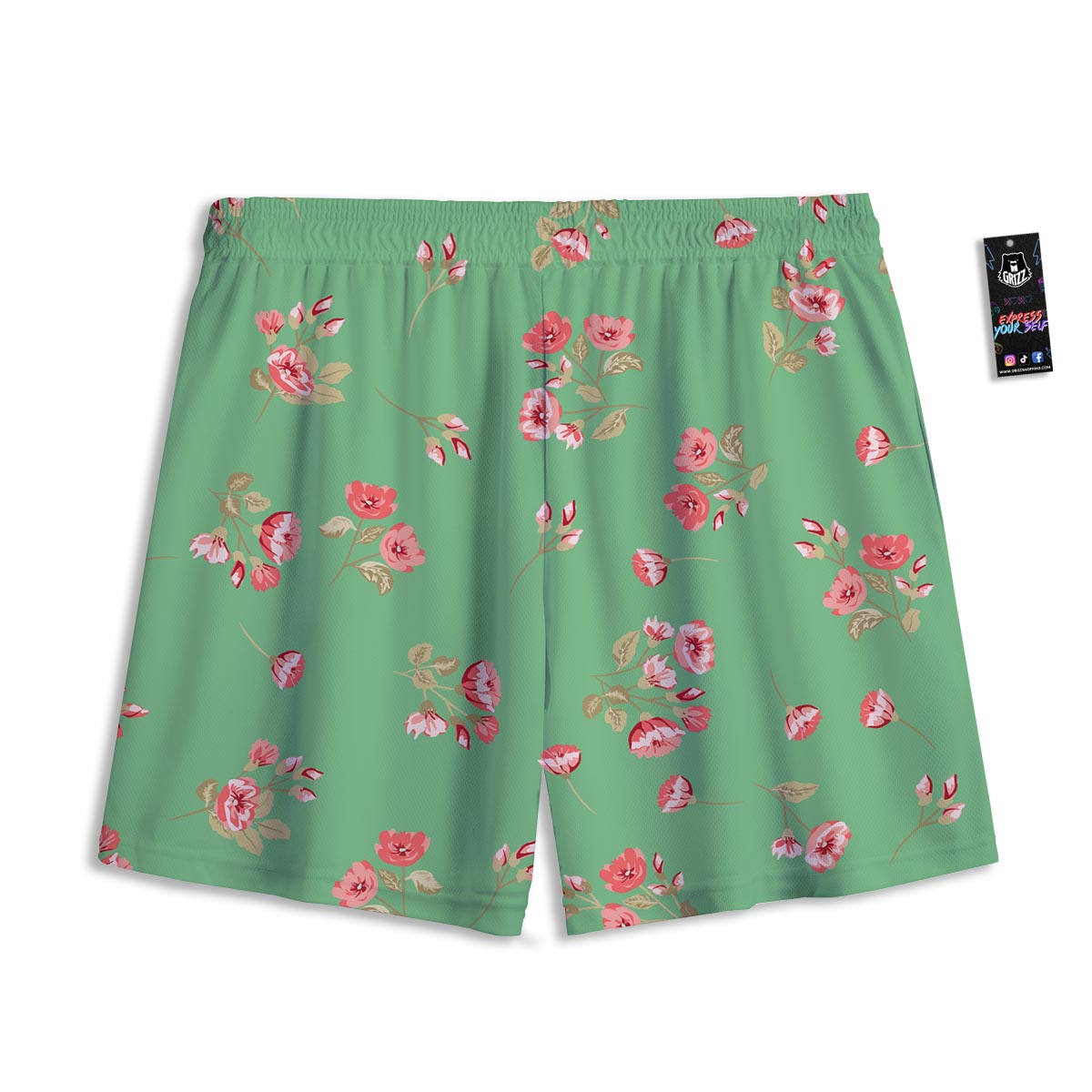 Rose Petals Print Pattern Mesh Shorts