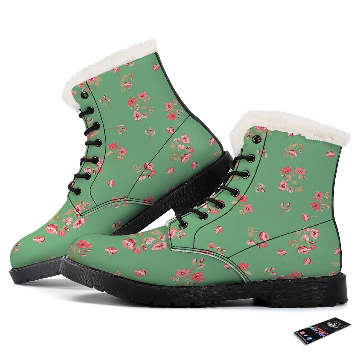 Rose Petals Print Pattern Winter Boots-grizzshop