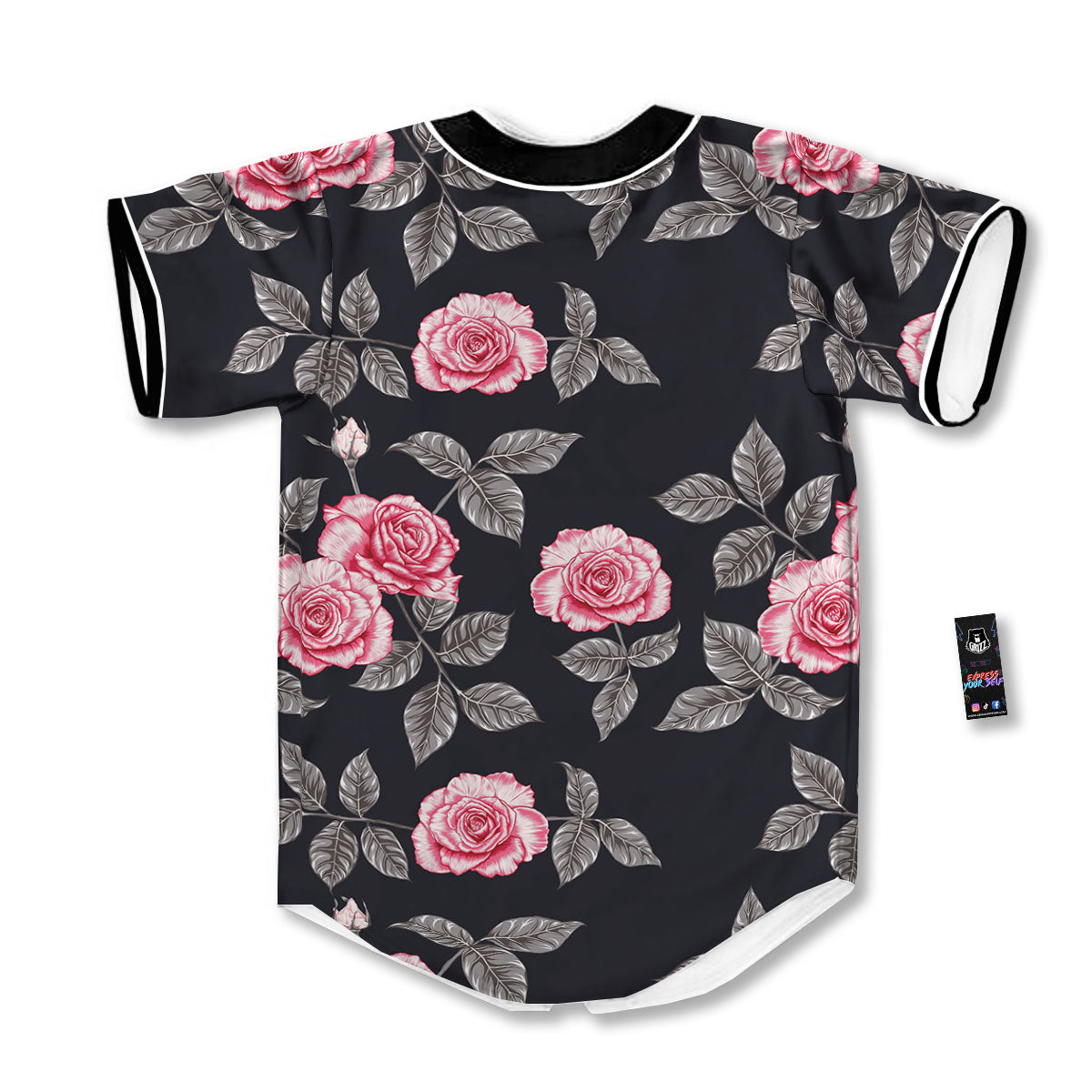 Rose Pink Print Pattern Baseball Jersey-grizzshop