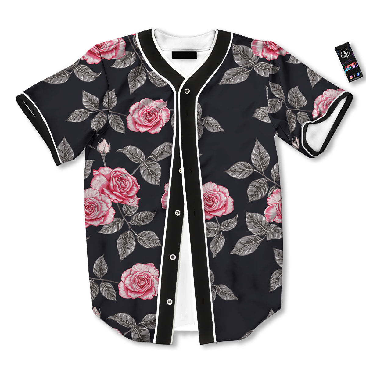 Rose Pink Print Pattern Baseball Jersey-grizzshop