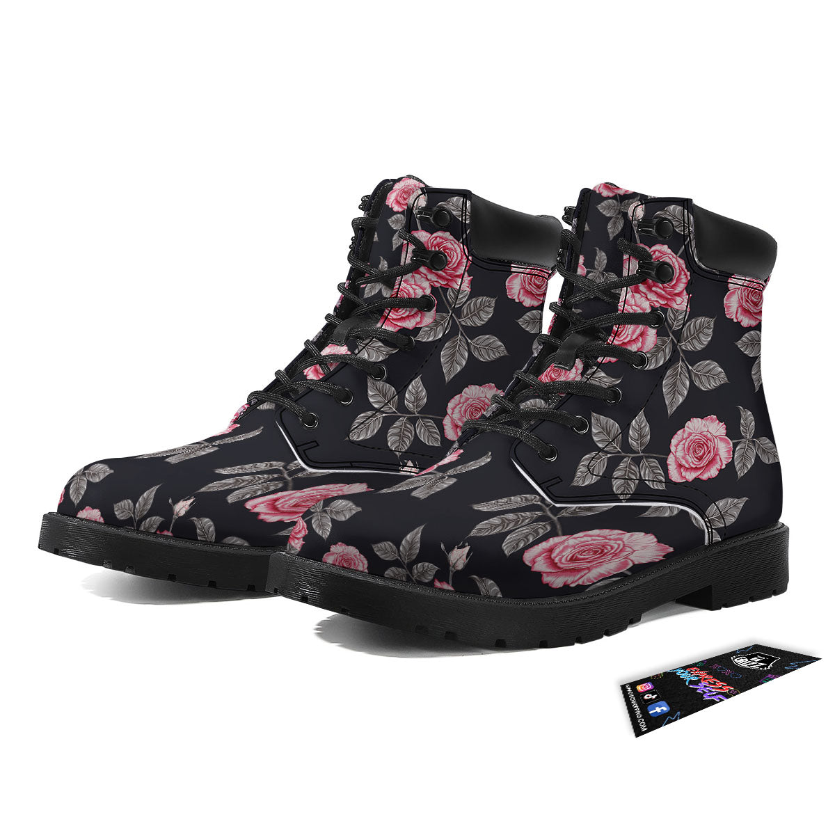 Rose Pink Print Pattern Boots-grizzshop