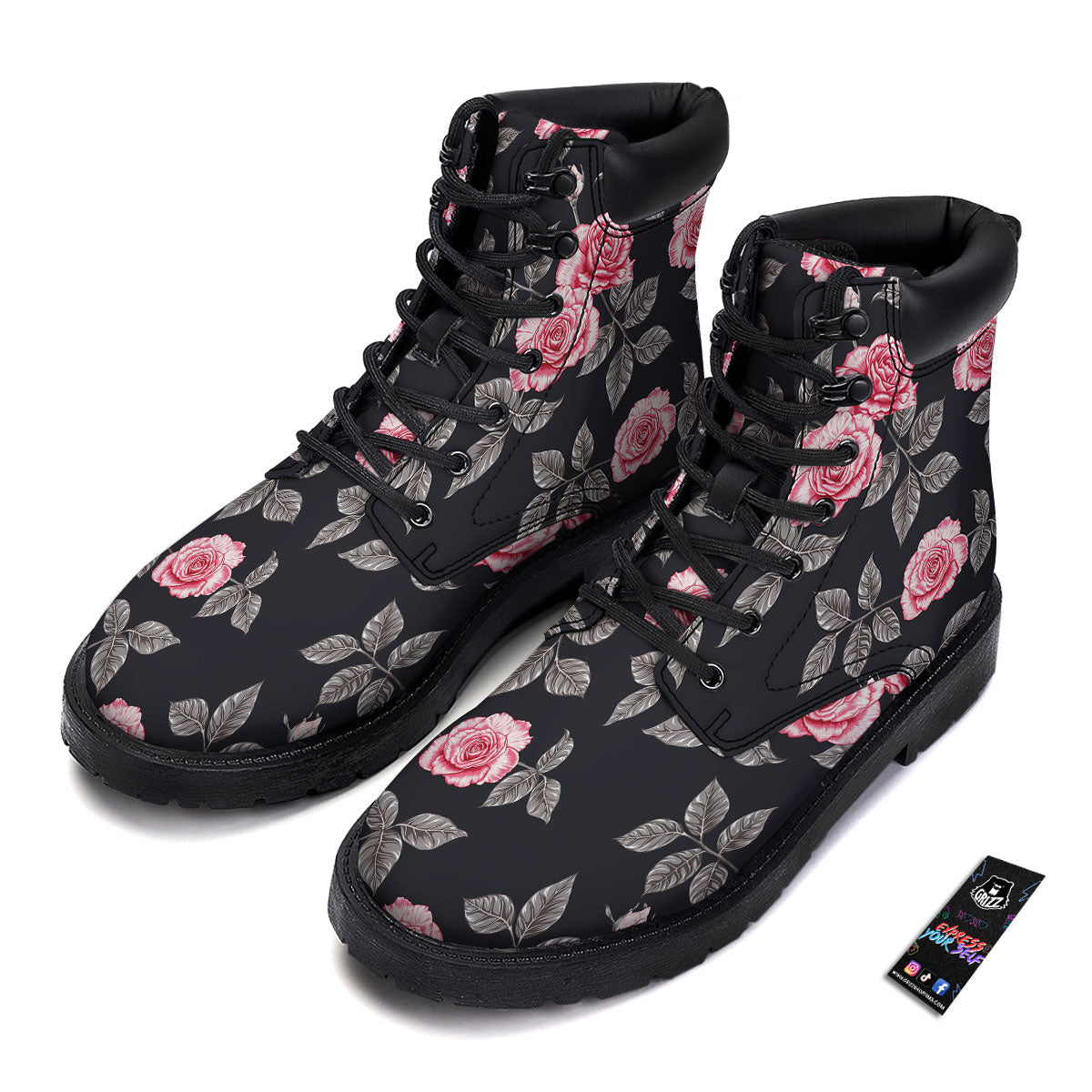 Rose Pink Print Pattern Boots-grizzshop