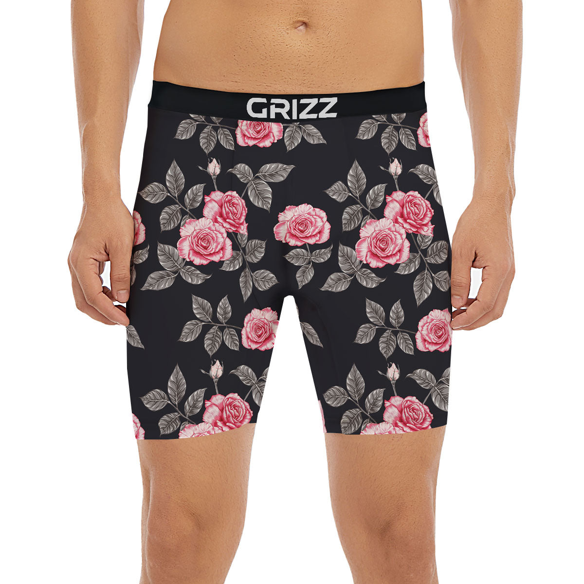 Rose Pink Print Pattern Boxer Briefs-grizzshop