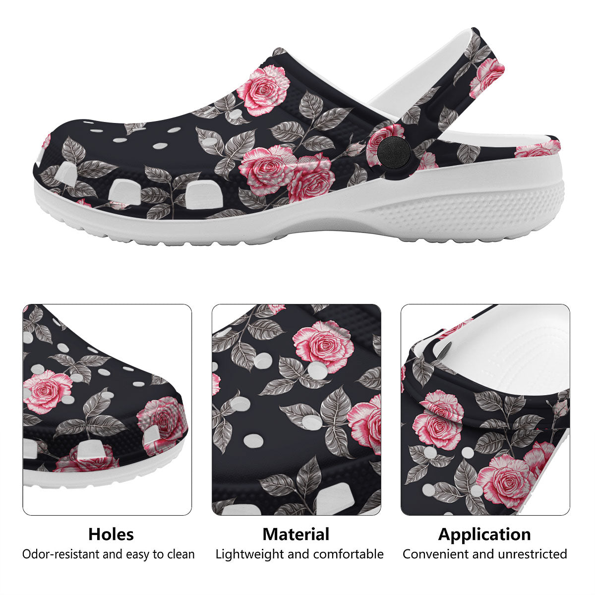 Rose Pink Print Pattern Clog-grizzshop