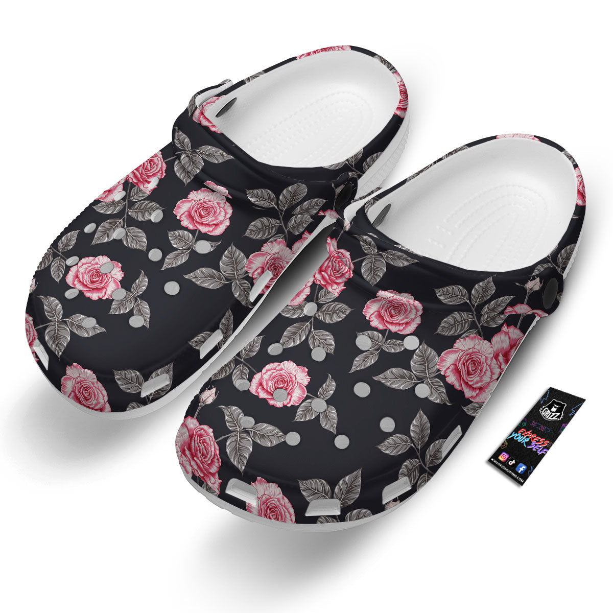 Rose Pink Print Pattern Clog-grizzshop