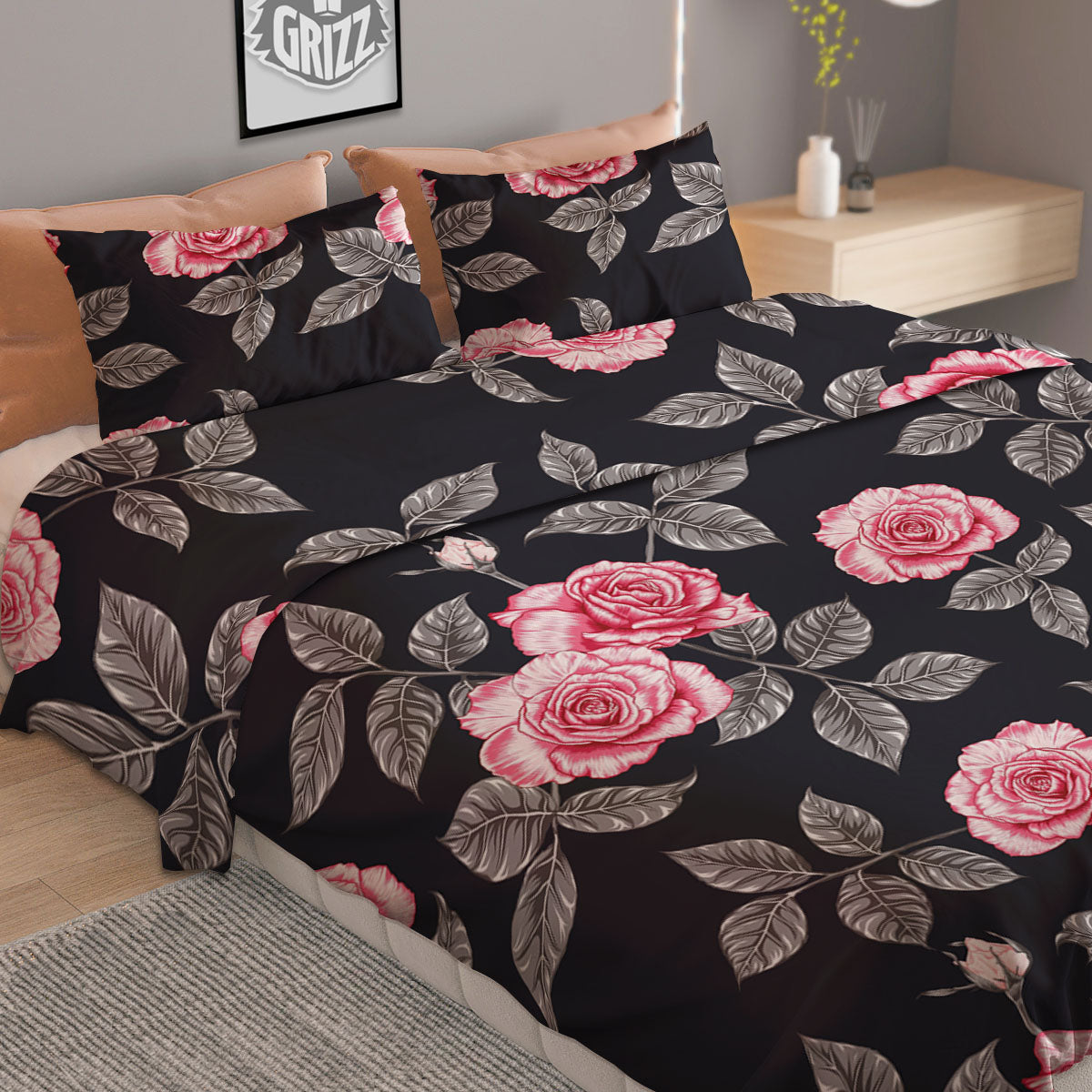 Rose Yellow Print Duvet Cover Bedding Set