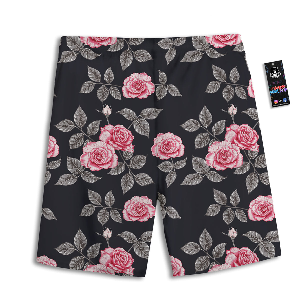 Rose Pink Print Pattern Men's Athletic Shorts