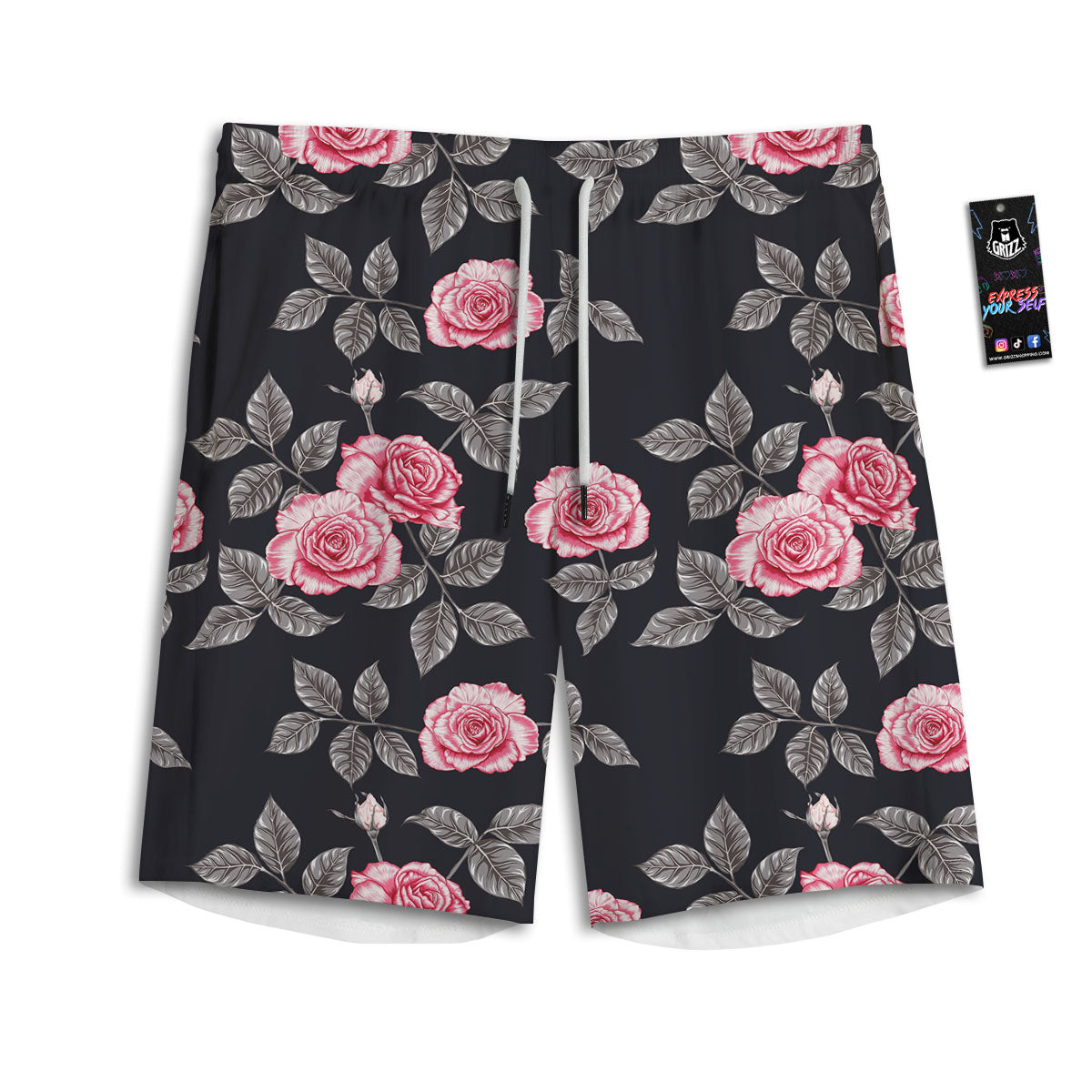 Rose Pink Print Pattern Men's Athletic Shorts