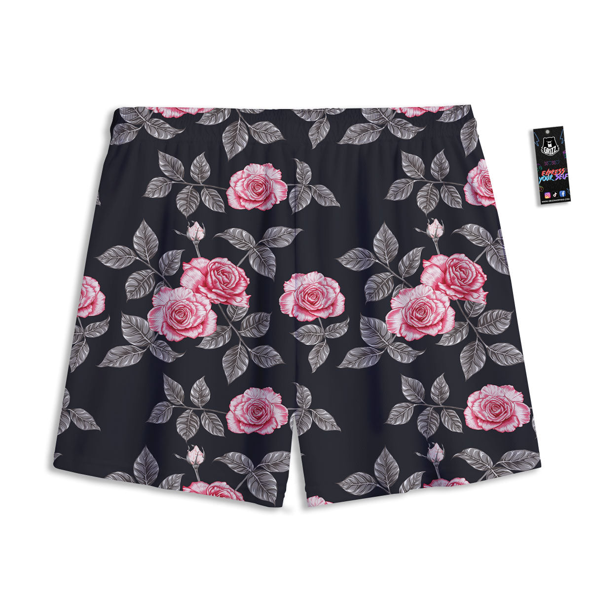 Rose Pink Print Pattern Mesh Shorts