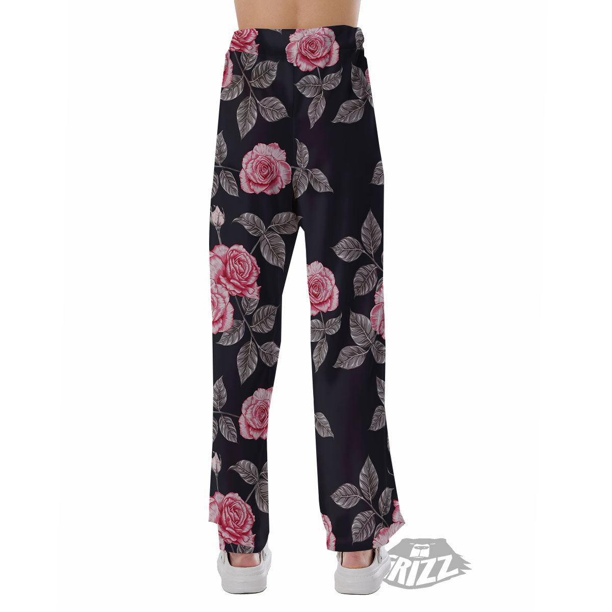 Rose Pink Print Pattern Pajama Pants-grizzshop