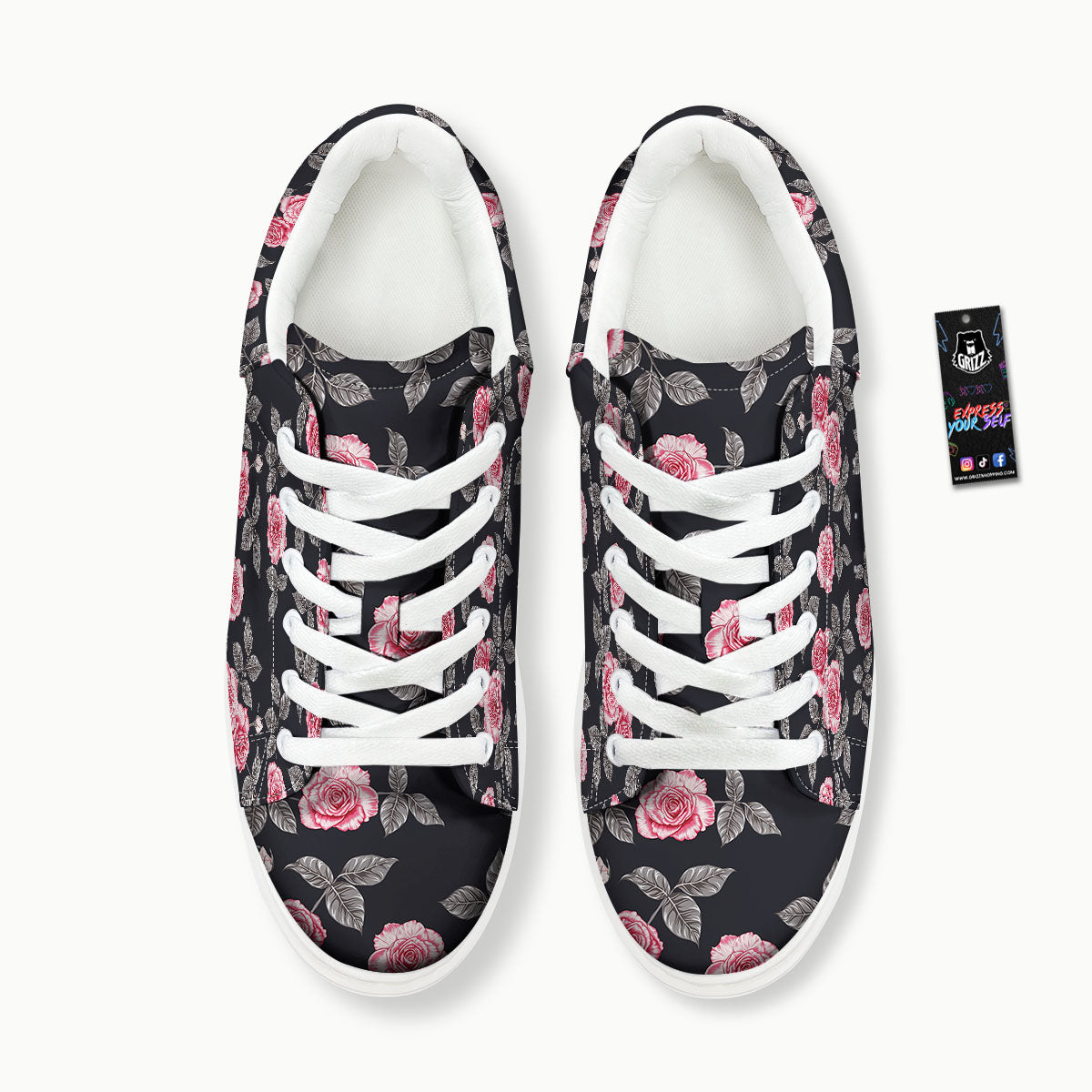 Rose Pink Print Pattern Platform Shoes-grizzshop