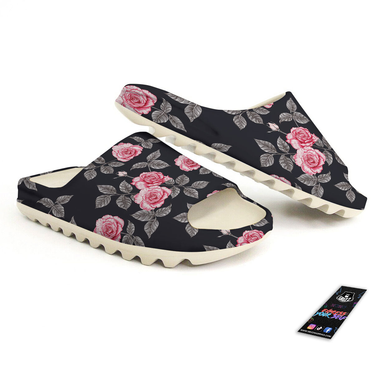 Rose Pink Print Pattern Sandals-grizzshop