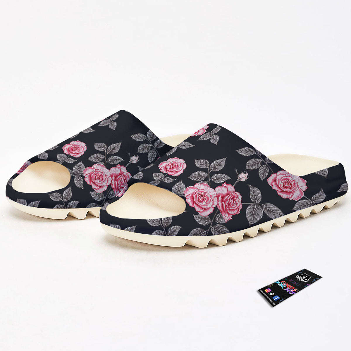 Rose Pink Print Pattern Sandals-grizzshop