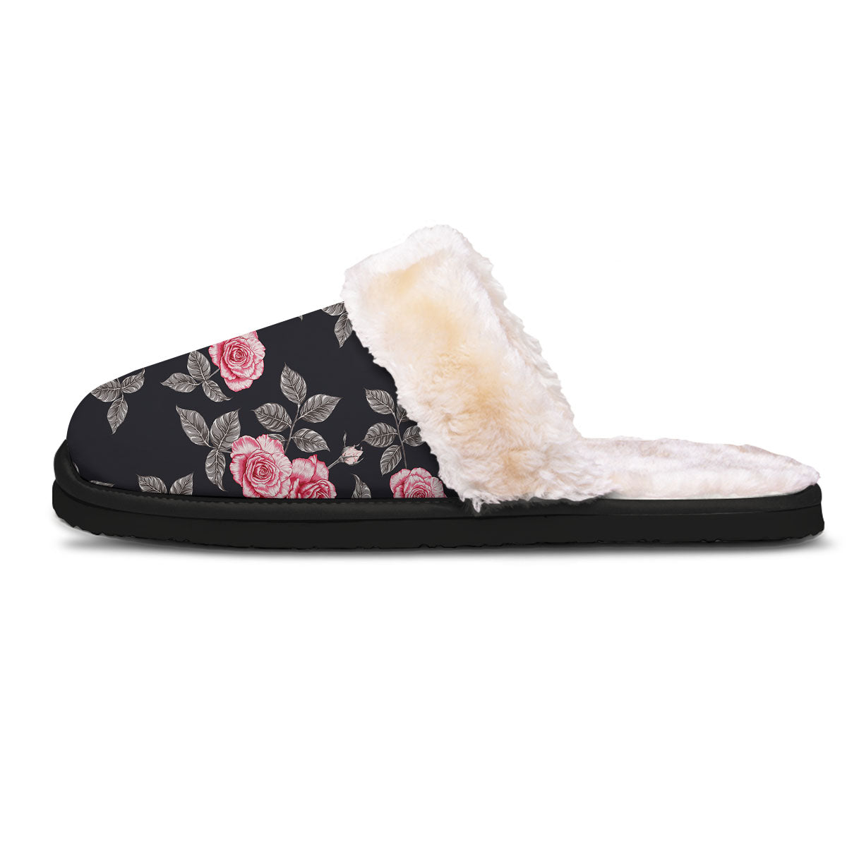 Rose Pink Print Pattern Slippers-grizzshop
