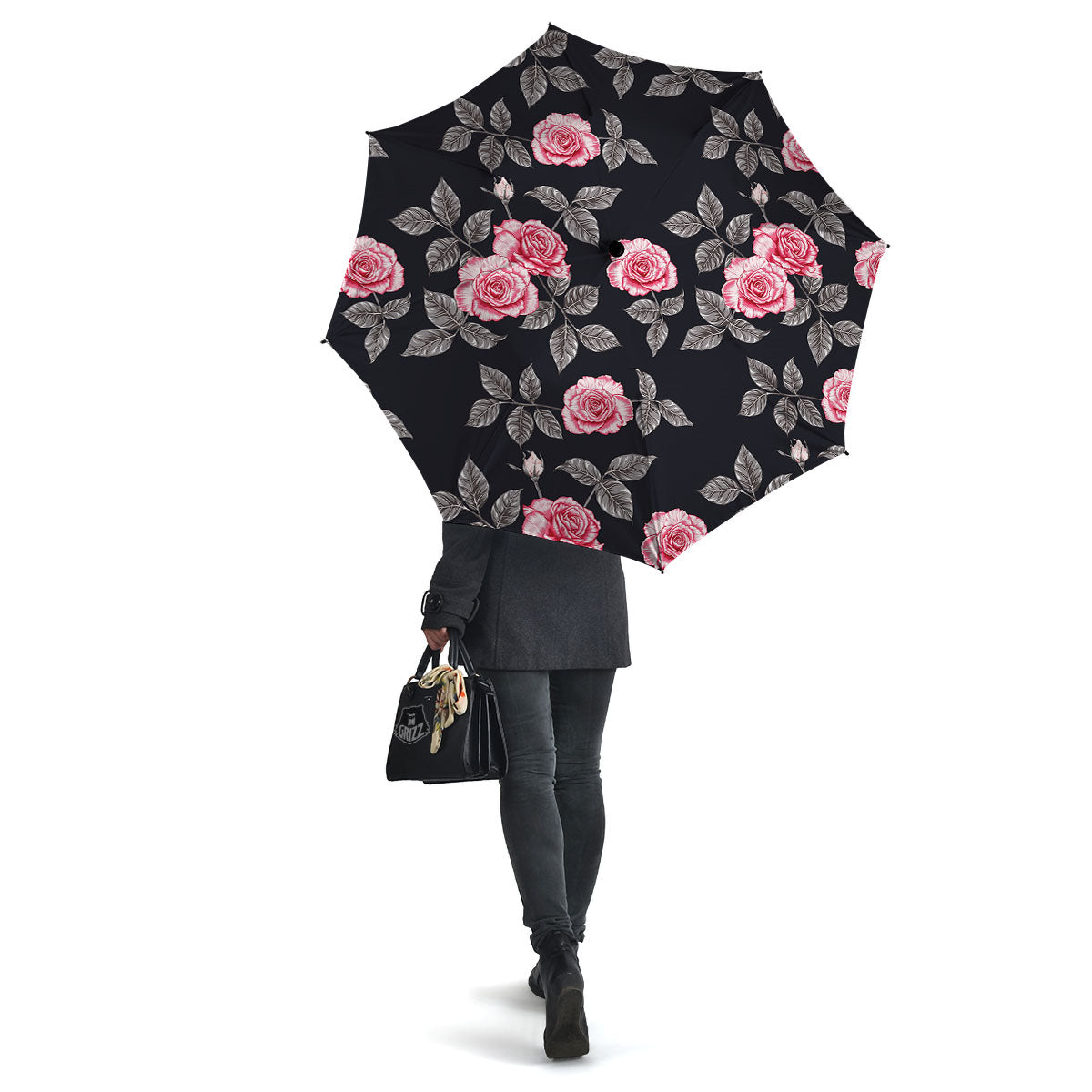 Rose Pink Print Pattern Umbrella-grizzshop