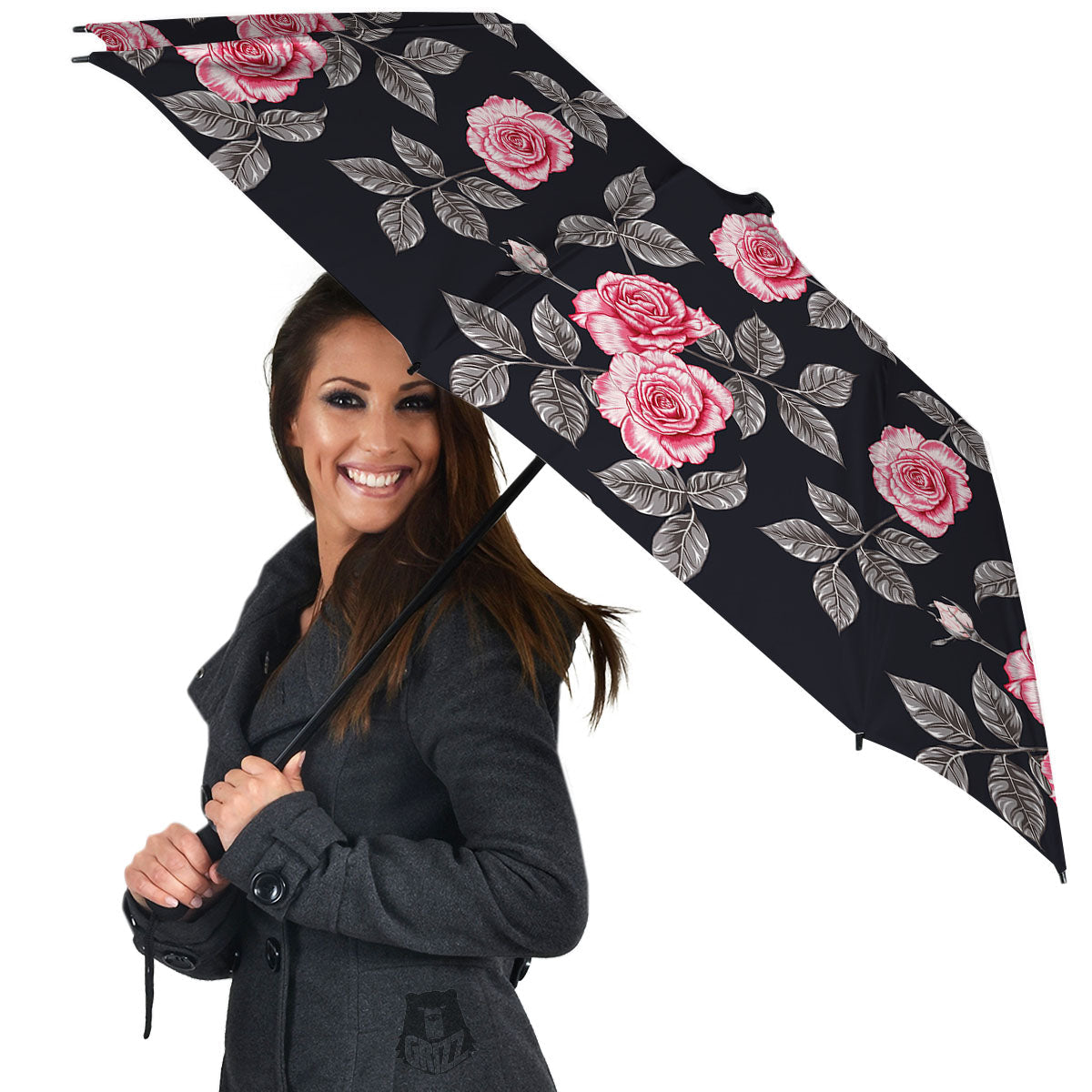 Rose Pink Print Pattern Umbrella-grizzshop