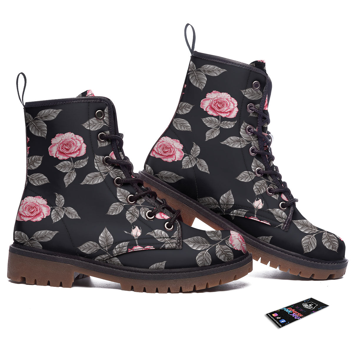 Rose Pink Print Pattern Work Boots-grizzshop