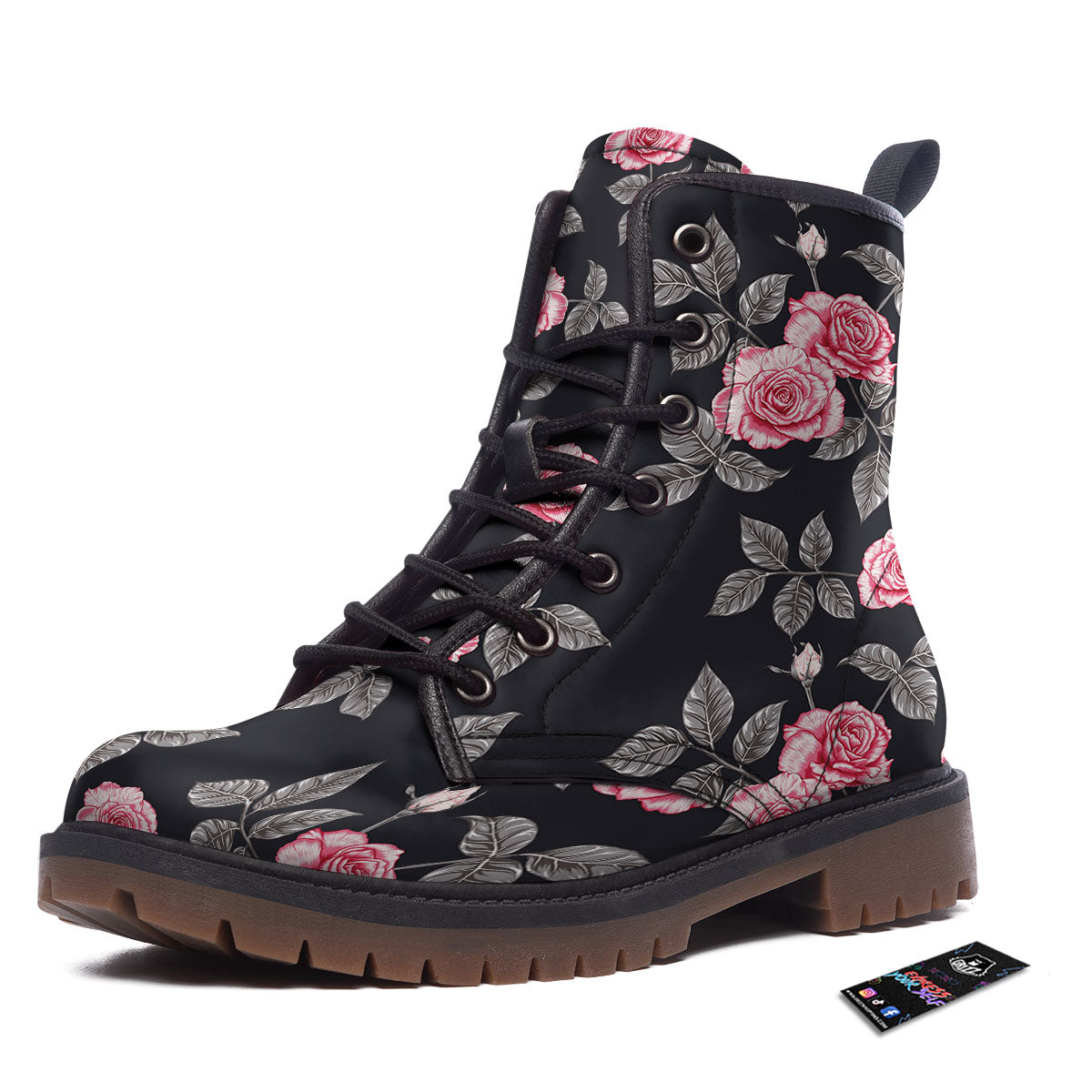 Rose Pink Print Pattern Work Boots-grizzshop