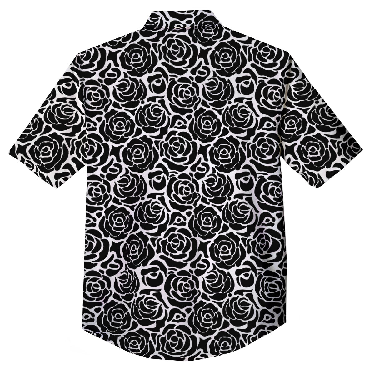 Rose Print Monochrome Pattern Button Up Shirt-grizzshop