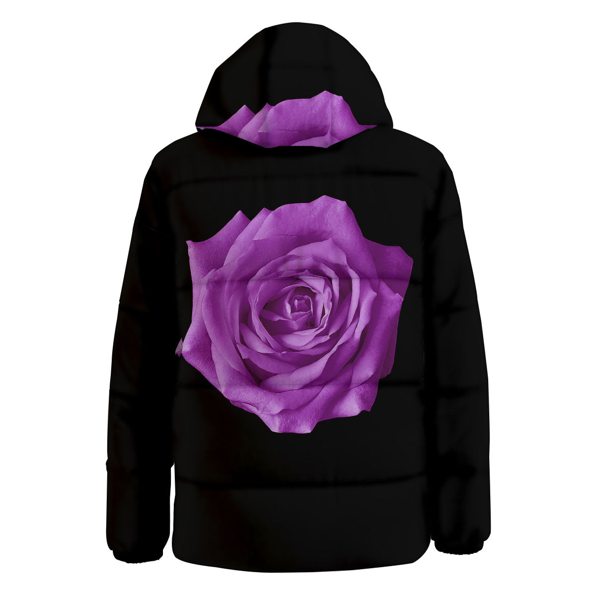Rose Purple Dark Print Down Jacket-grizzshop