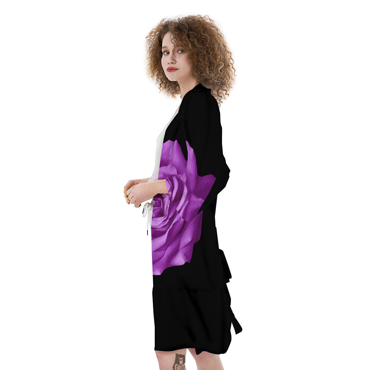 Rose Purple Dark Print Kimono-grizzshop