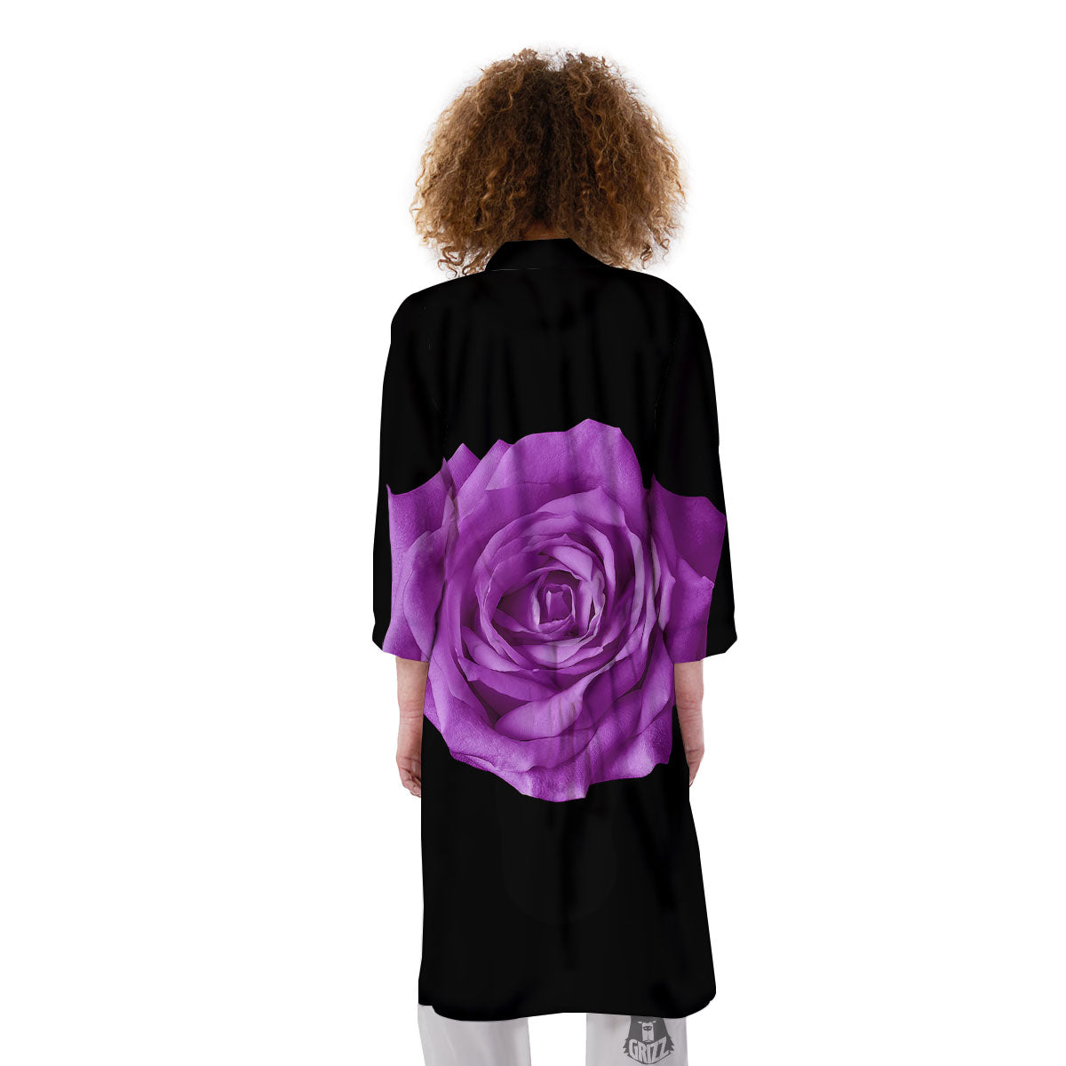 Rose Purple Dark Print Kimono-grizzshop