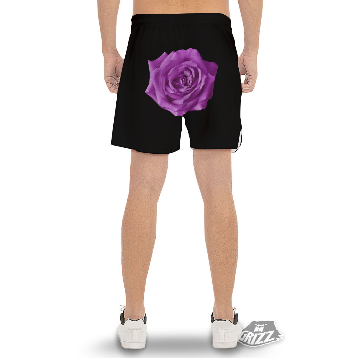 Rose Purple Dark Print Men's Gym Shorts-grizzshop