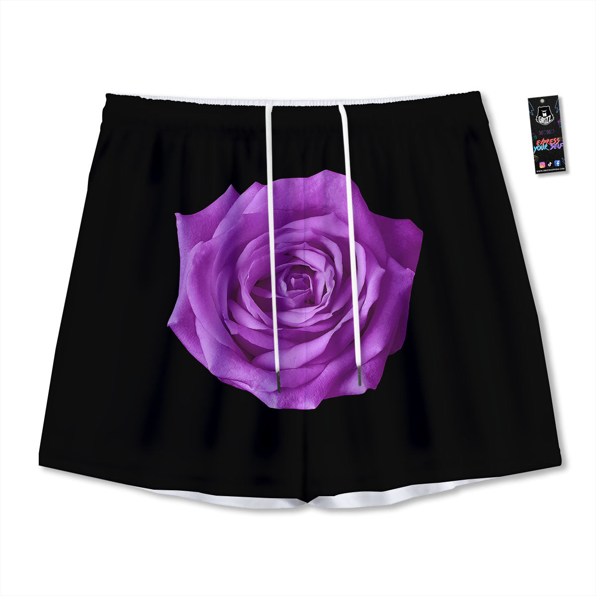 Rose Purple Dark Print Mesh Shorts