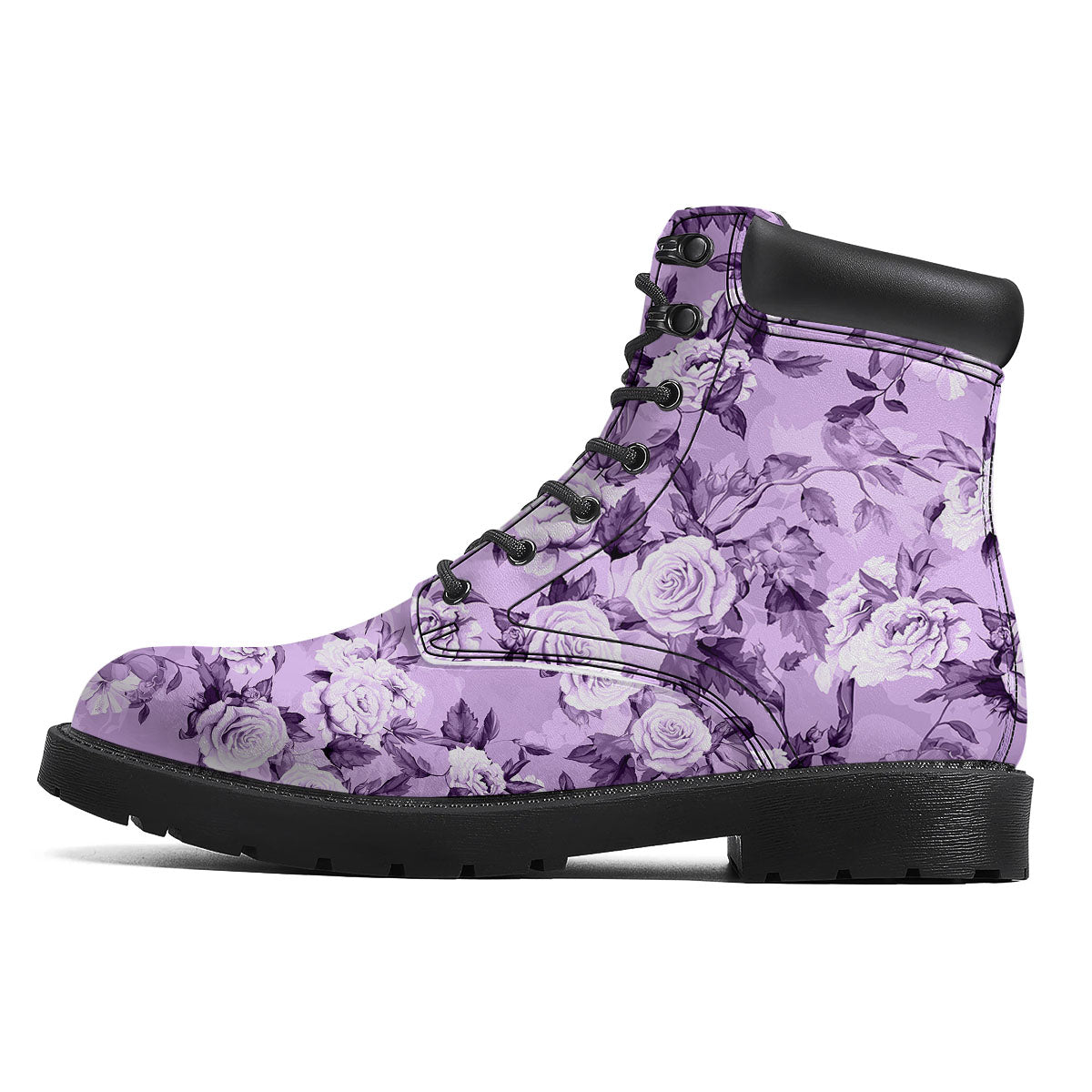 Rose Purple Print Pattern Boots-grizzshop