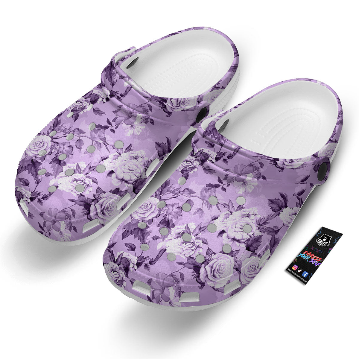 Rose Purple Print Pattern Clog-grizzshop