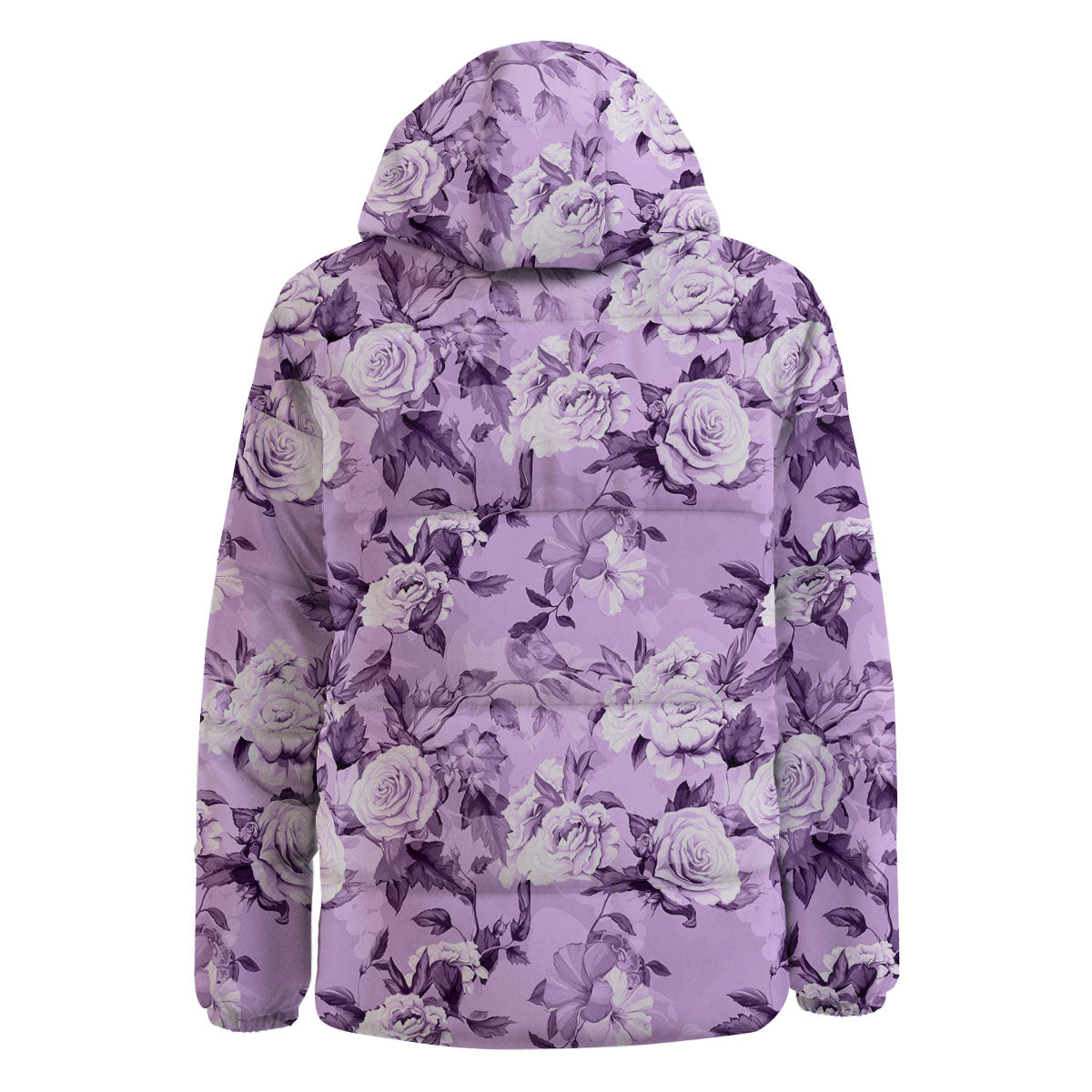 Rose Purple Print Pattern Down Jacket-grizzshop