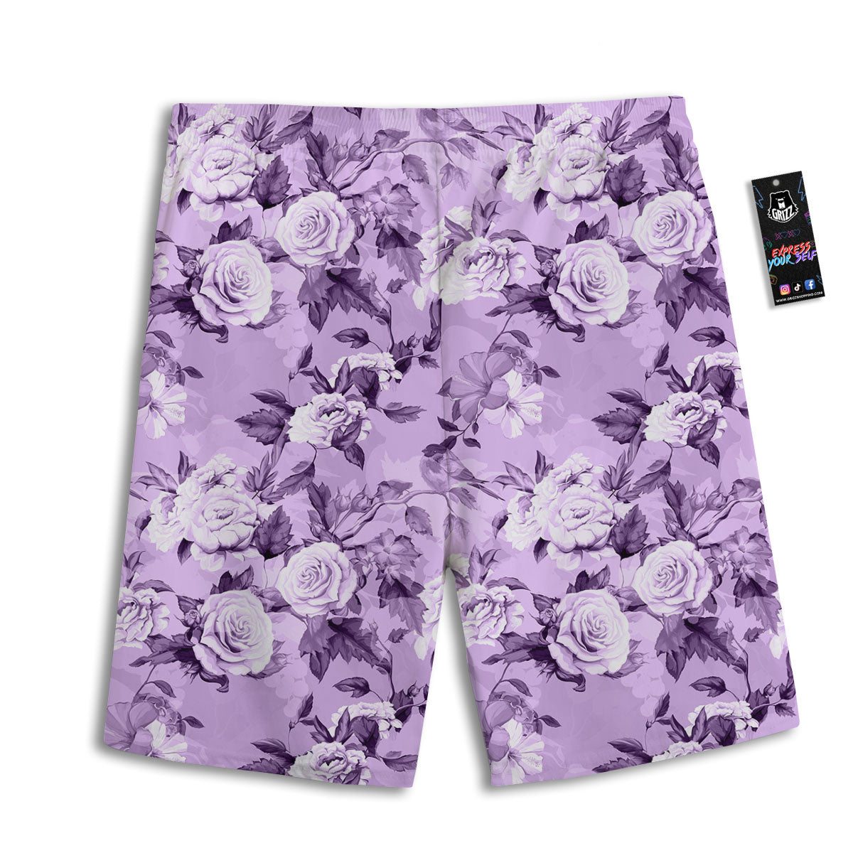 Rose Purple Print Pattern Men's Athletic Shorts