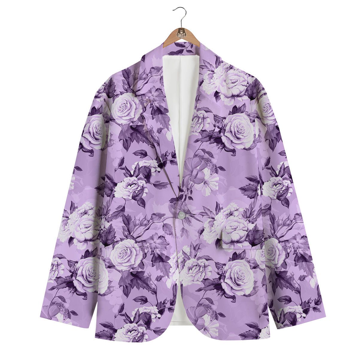 Rose Purple Print Pattern Men's Blazer-grizzshop